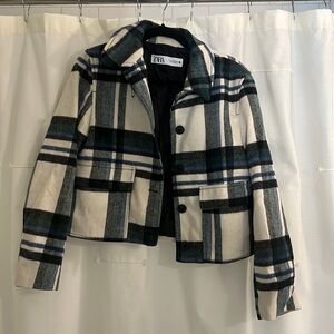 plaid cropped Zara jacket! New without tags, never worn!